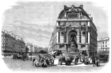 Poster Im Rahmen Brunnen Saint Michel - Paris - Mitte des 19. Jahrhunderts © Erica Guilane-Nachez