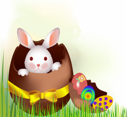 rabbit and easter eggs