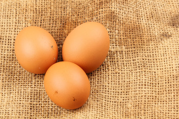 three bio-eggs on sack material