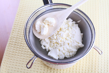 Fresh homemade cottage cheese
