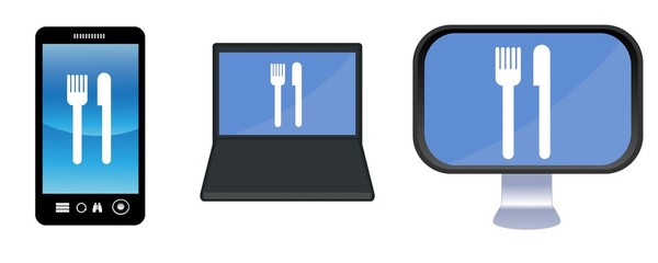 Restaurant : Couverts de table dans des &eacute;crans