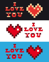 Obraz premium pixel art i love you Heart and Text set