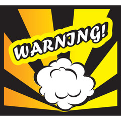 Comic book background Warning! sign Card Pop Art
