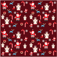 Holiday pixel gift paper background Seamless. Christmas and New