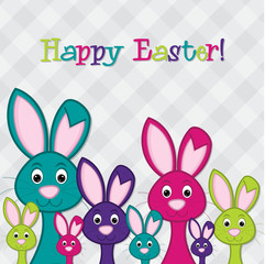 Hiding Easter Bunnies card in vector format.