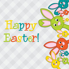 Hiding Easter Bunnies card in vector format.