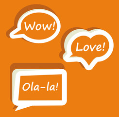 Retro Vector speech bubble for dialogue with text Wow love Ola-l