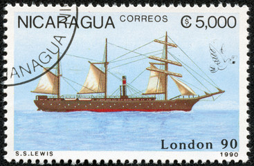 stamp printed in Nicaragua shows Ship