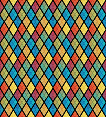 Seamless decorative multicolored rhombus pattern