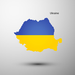 Ukraine flag on map