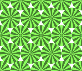 Green striped circles simple seamless pattern, vector