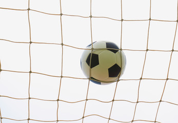 Goal. a soccer ball in a net