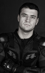 Obraz premium Black and white bikers portrait