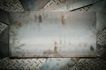 Closeup of metal sheet and metal diamond plate, texture backgrou