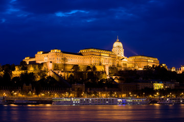 Fototapeta na wymiar Zamek Królewski w nocy w Budapeszcie
