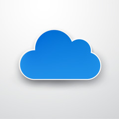 Paper blue cloud on white.