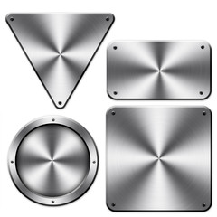 polished metal plate set (isolated with clipping path)