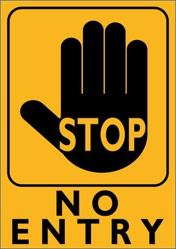 CARTELLO NO ENTRY SU GIALLO