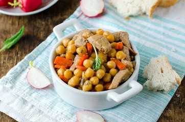 Chickpeas with meat and vegetables