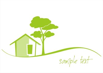 Home , tree, green icon, business logo design