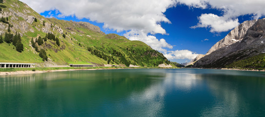 Dolomiti - Fedaia lake, panoramic view