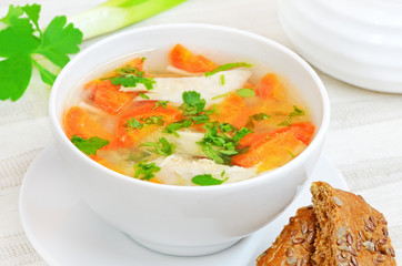 Chicken soup with vegetables