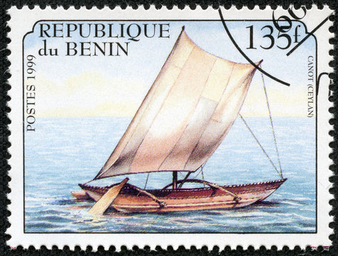 stamp shows image of a sailing ship