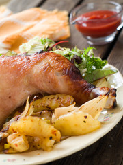 Roasted chicken leg