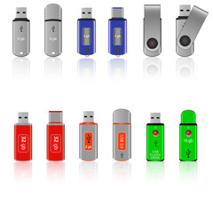Set of colored flash drives
