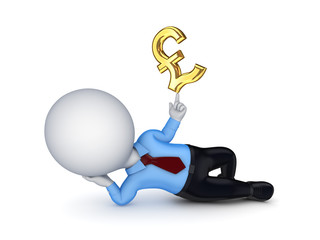 3d small person with a sign of pound sterling.