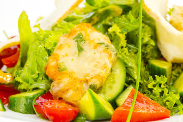 salad with cheese and herbs and vegetables
