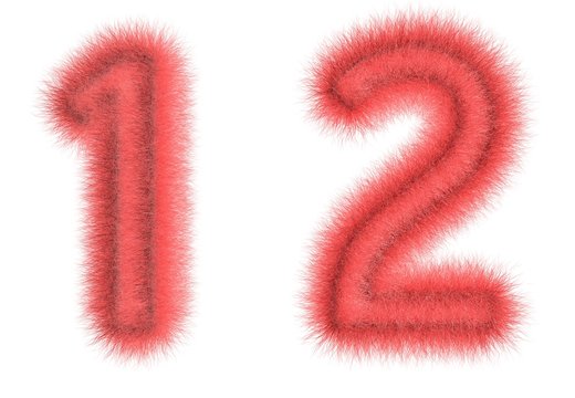 Symbol "1, 2" from wool
