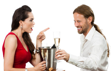 Woman upset with flirting boyfriend