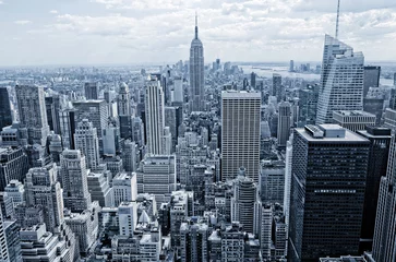 Tableaux ronds sur plexiglas Anti-reflet New York Vue abstraite de la hauteur à Manhattan