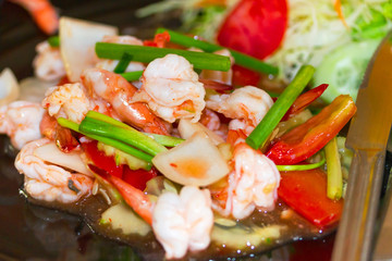 Thai dish with king prawns and lemon grass