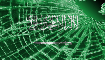 Broken ice or glass with a flag pattern, Saudi Arabia