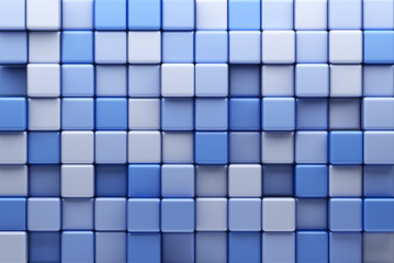 Abstract background of blue cubes. 3D Illustration © Alexander