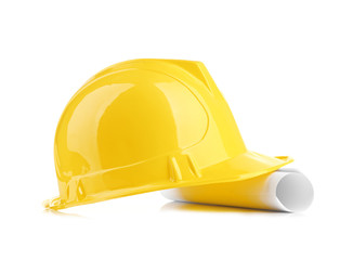 yellow helmet and roll paper