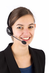 Attractive business woman with headset