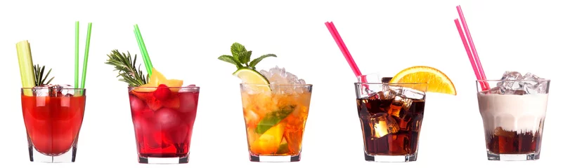 Crédence de cuisine en verre imprimé Cocktail ensemble de cocktails alcoolisés