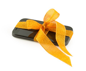 mobile smartphone with blank screen. Isolated on white