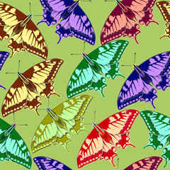 Seamless background of colorful butterflies.