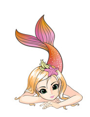 Little cartoon mermaid