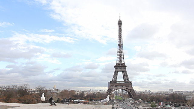 Eiffel Tower in Paris. Horizontal/landscape orientation.