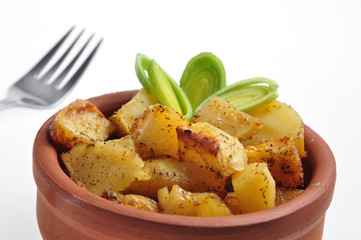 potatoes and vegetable on white table