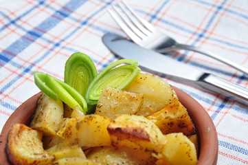 potatoes and vegetable on table