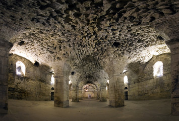 Cellars of Diocletian Palace, Split Town, Croatia - obrazy, fototapety, plakaty