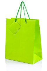 green paper bag isolated