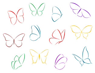 Butterflies color silhouettes