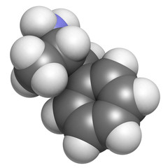 Amphetamine stimulant molecule, chemical structure.